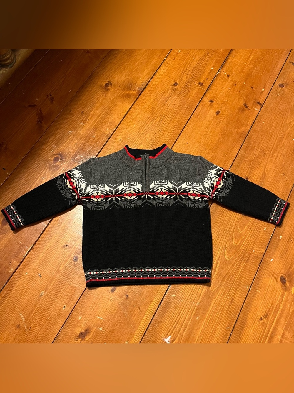 Hanna Andersson Christmas Winter Long Sleeve Quarter Zip Sweater Boy’s Size 80